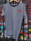 Strrpped Embroidered Logo Tee(Black and White)