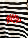 Strrpped Embroidered Logo Tee(Black and White)