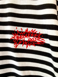 Strrpped Embroidered Logo Tee(Black and White)
